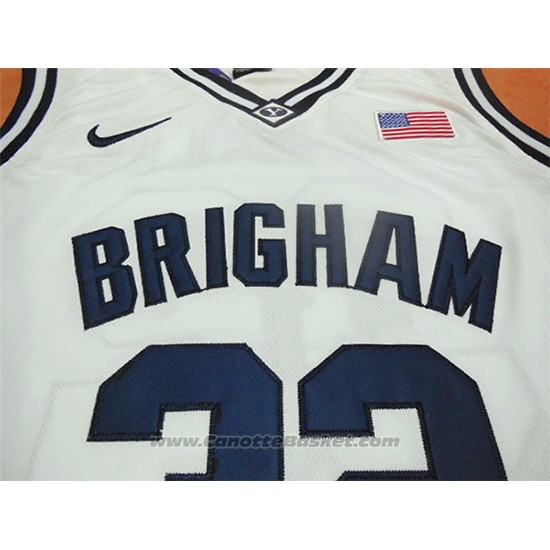 Maglia NCAA Brigham Young University Jimmer Fredette #32 Bianco